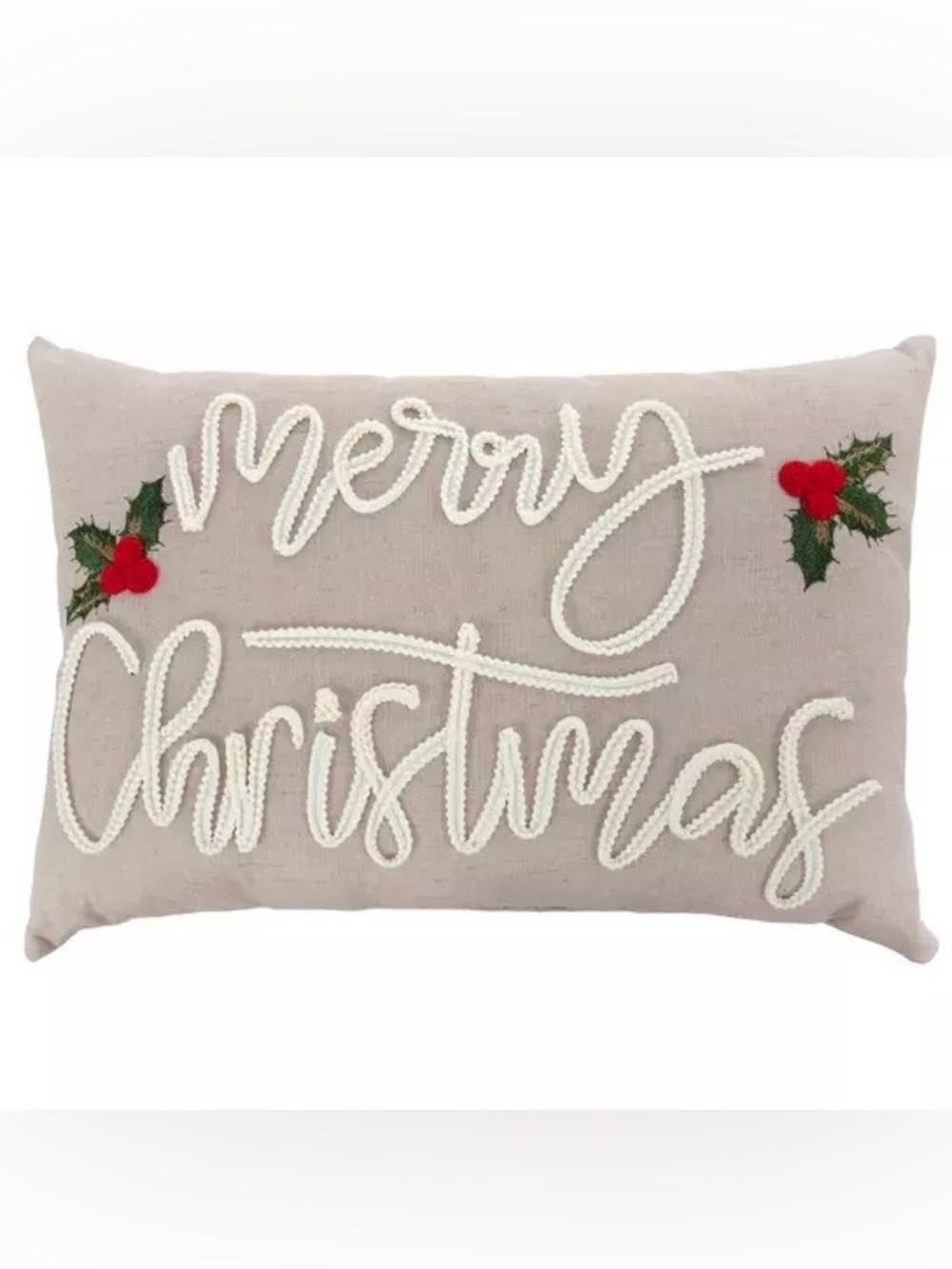 Embroidered Merry Christmas Pillow